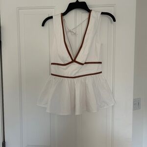 White peplum low v in front and back top